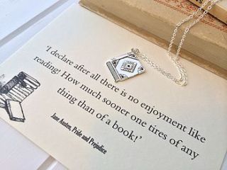 pride and prejudice book lover necklace by literary emporium