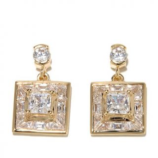 2.66ct Absolute™ Princess and Channel Set Baguette Drop Earrings
