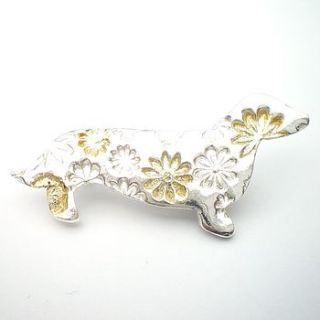 floral dachshund brooch by ali bali jewellery