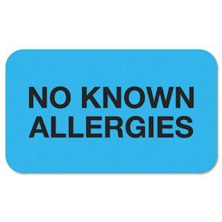 'No Known Allergies'' Medical Labels, 7/8 x 1 1/2, Light Blue, 250/Roll 