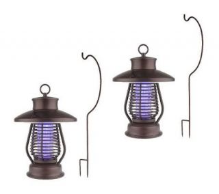 Westinghouse Set of 2 Solar Bug Zapper Lanterns with Shepherds Hook —
