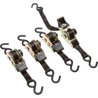 Smart Straps Retractable Ratchet Tie-Downs — 6ft.L, 1500-Lb. Capacity, 4-Pack, Green, Model# 468  Ratchet Tie Down Straps