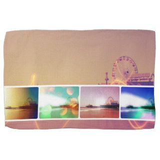 Santa Monica Pier Photo Collage Towels