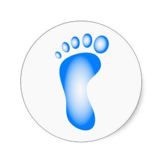 Transparent Blue Foot Round Sticker