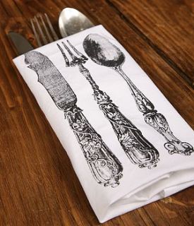 knife fork & spoon multi coloured napkins by rose & lyons