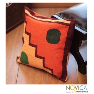Handcrafted Wool 'Sun and Moon' Cushion Cover (Peru) Novica Throw Pillows & Covers