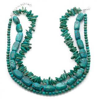 Studio Barse 3 Strand Turquoise Chip, Nugget and Bead Sterling Silver 18" Neckl