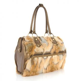 Sharif Faux Fur and Glazed Leather Weekender Tote