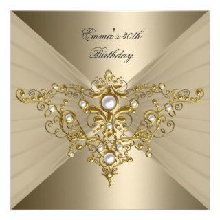Birthday Party 30th Gold Coffee Pearl Personalized Invite