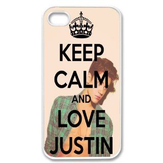 Apple Iphone 4 4g 4s Keep Calm and Love Justin Bieber Retro Vintage White Sides Case Skin Cover Protector Accessory Cell Phones & Accessories