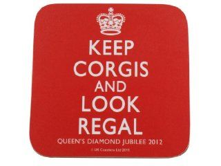 Keep Corgis and Look Regal   The Queen's Diamond Jubilee Souvenir Coaster  