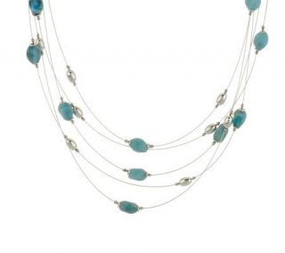 Milky Aquamarine Multi Strand Sterling Necklace —