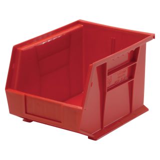 Quantum Storage Heavy Duty Stacking Bins — 10 3/4in. x 8 3/4in. x 7in. Size, Red, Carton of 6  Ultra Stack   Hang Bins