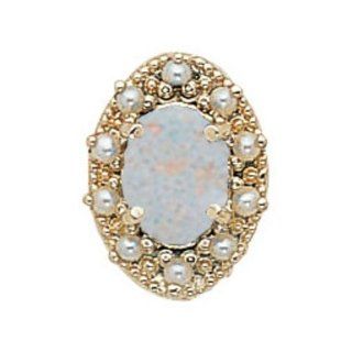 14k Yellow Gold Glatter Opal Pearl Victorian Bracelet Slide Jewelry