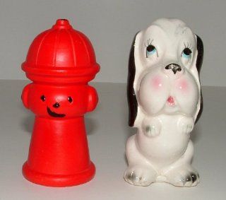 Vintage Porcelain Dog And Fire Hydrant Salt And Pepper Shakers  Other Products  