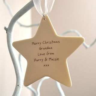 personalised christmas star decoration by carys boyle ceramics