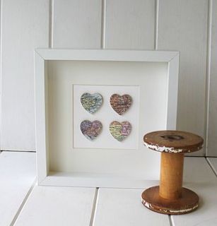 personalised four hearts map picture by posh totty designs interiors