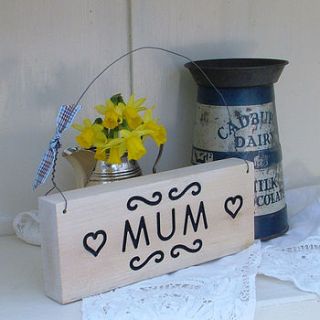 'mum' engraved wooden sign by winning works