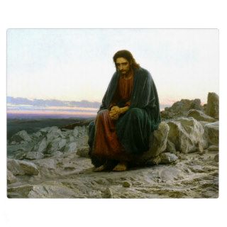 Jesus on a Rock in the Desert Photo Plaque