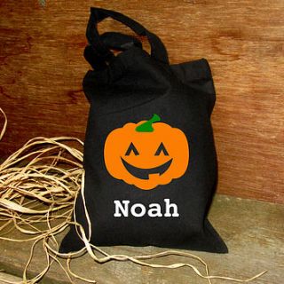 personalised trick or treating halloween bag by precious little plum