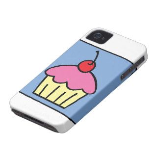 Cartoon Clip Art Cupcake Frosting Cherry Dessert iPhone 4 Case Mate Case