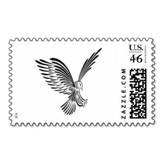 White Tribal Tattoo Eagle Postage Stamps