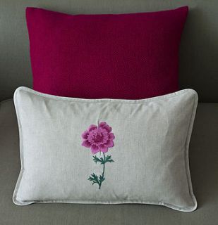 anenome pink embroidered linen cushion by sibona