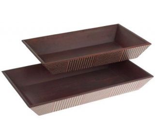 Set of 2 Wood Plaid Stackable Serving Trays by Linda Dano —