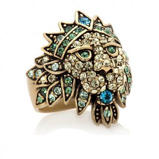 Heidi Daus "Bling of the Jungle" Crystal Accented Lion's Head Ring