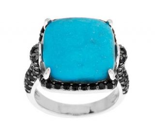 Cushion Shaped Turquoise and Black Spinel Ring —