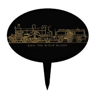 British GWR Steam Train,"The Queen",3041, Black Oval Cake Topper