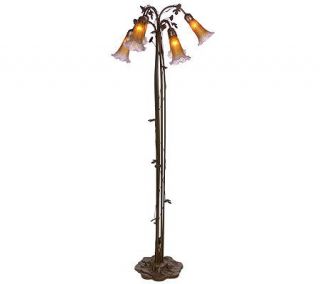 Victorian style Amber & Purple Lily Floor Lamp —