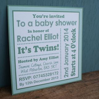 personalised green baby shower invitations by sparks living