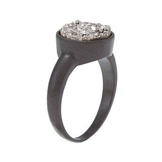 Caribe Gold Gunmetal Silver Druzy Ring Gemstone Rings