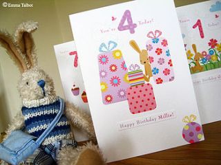 personalised birthday card for children by the little brown rabbit