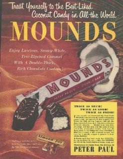 Treat yourself to the best liked Mounds candy bar ad 1950 Entertainment Collectibles