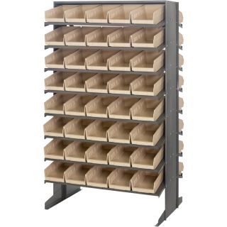 Quantum Storage Double Sided Rack With 80 Bins — 24in. x 36in. x 60in. Size, Ivory, Model# QPRD-102 IV  Double Sided Bin Units