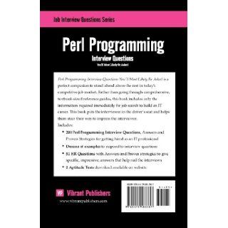 Perl Programming Interview Questions You'll Most Likely Be Asked Vibrant Publishers 9781475188387 Books