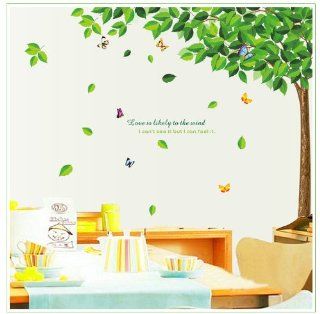 Love Is Likely to the Wind I Can not See but I Can Feel It Green Tree Wall Stickers Home Decal Decor for Kids Nurseery Room    