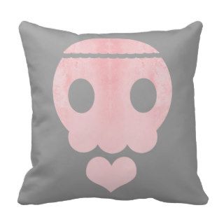 Cute Halloween holiday pink skull Throw Pillow