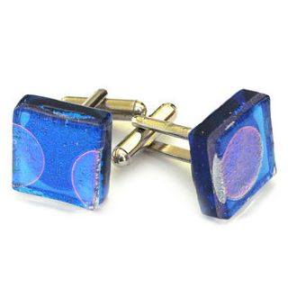 turquoise cufflinks with circle design by cape gem