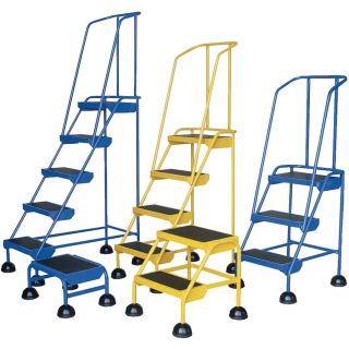 Vestil Commercial Rolling Ladder — Spring Loaded, 4 Steps, 300-Lb. Capacity, Model# LAD-4-Y  Rolling Ladders   Platforms