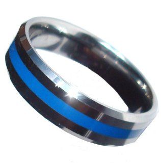 Tungsten Brotherhood Band Blue Line Ring Thin Blue Line Ring Jewelry