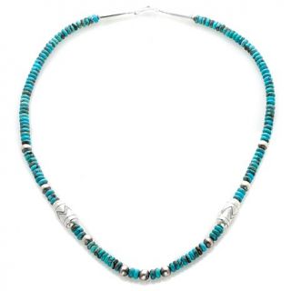 Chaco Canyon Southwest Turquoise and Sterling Silver Bead 23" Necklace