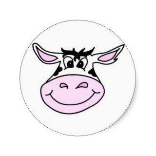Smiling Cow Round Sticker