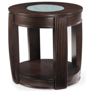 Ino Wood and Glass Oval End Table Magnussen Home Furnishings Coffee, Sofa & End Tables
