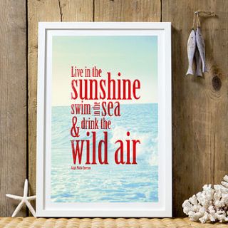 'live in the sunshine' graphic art print by the drifting bear co.