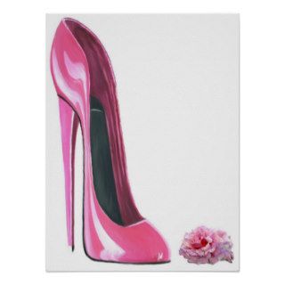 Pink Stiletto Shoe and Rose Print
