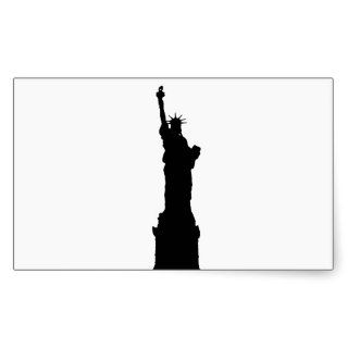 Black & White Statue of Liberty Silhouette Rectangular Sticker