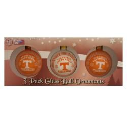 Tennessee Volunteers Glass Ornaments (Pack of 3) Forever Collectibles College Themed